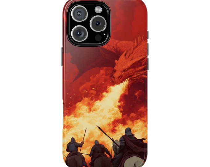 Blazing Dragon Fire Upon Battle Knights Phone Case: iPhone, Galaxy, Pixel - Lifetime Warranty
