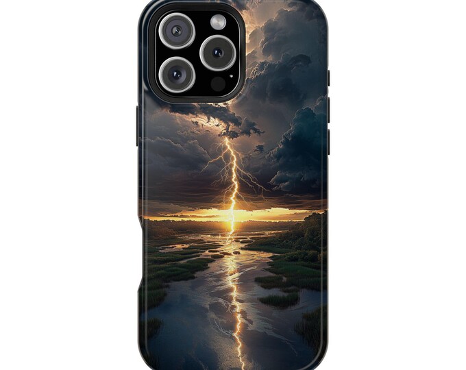Lightning Storm Thunder Nature Lake Phone Case: iPhone, Galaxy, Pixel - Lifetime Warranty