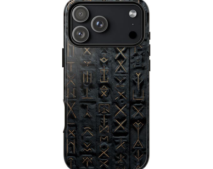 Runic Print Engraved Viking Nordic Symbols Phone Case: iPhone, Galaxy, Pixel - Lifetime Warranty