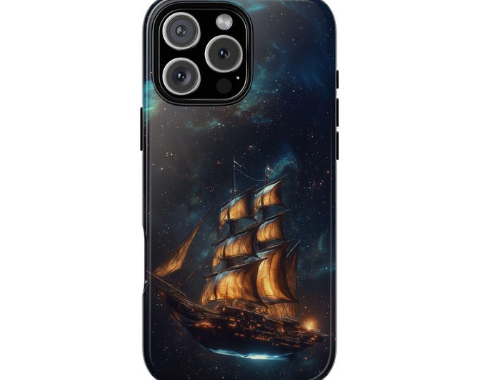 Skyward Ship Space Sailing Cosmos Phone Case for iPhone 16 15 14 13 12 11 | MagSafe Wireless Charger | Galaxy S25 S24 | Pixel | Tough Cover