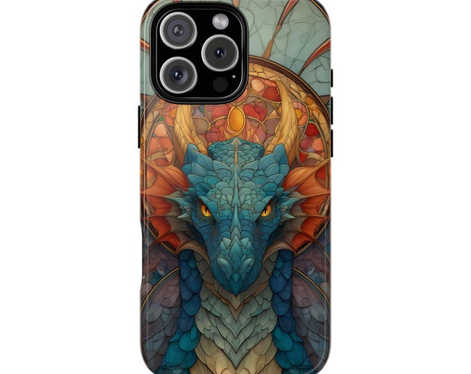 Medieval Dragon Stained Glass Shockproof Armor Phone Case - iPhone 17 Air Pro Max 16 16e 15 14 13, Samsung Galaxy S25 Ultra S24 S23, Pixel