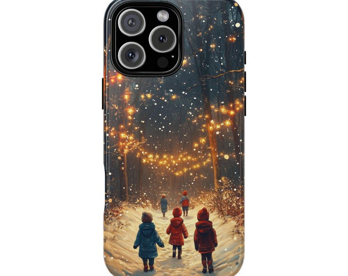 Winter Wonderland Snowy Forest Lights Phone Case: iPhone, Galaxy, Pixel - Lifetime Warranty