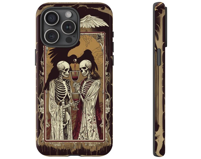 Skeletons Drink Blood Wine Raven Phone Case: iPhone, Galaxy, Pixel - Lifetime Warranty