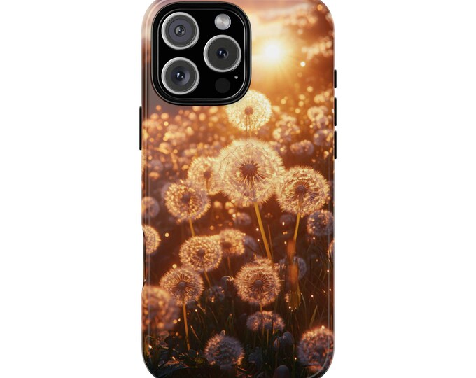 Golden Dandelions Wildflower Sunrise Glow Floral Phone Case: iPhone, Galaxy, Pixel - Lifetime Warranty