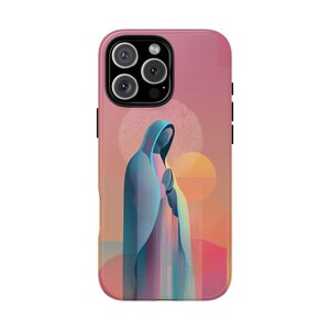 Lifetime Warranty - Modern Virgin Mary Minimalist Portrait - Phone Protector Cover Case for iPhone MagSafe | Galaxy | Pixel