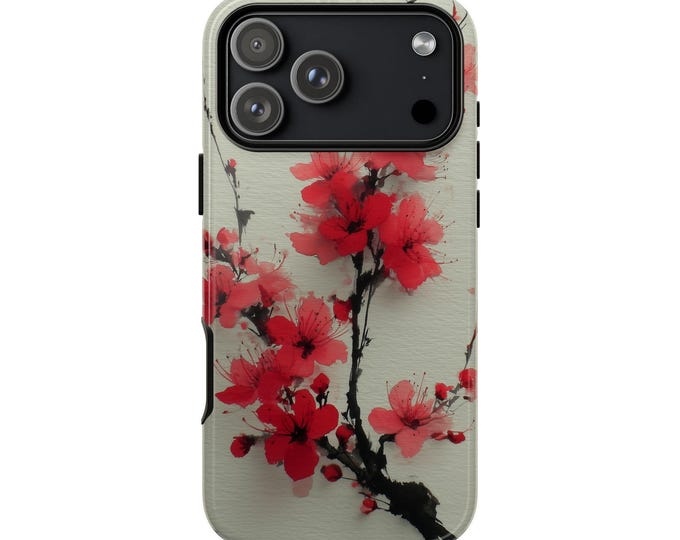 Japanese Plum Blossom Minimalist Flower Phone Case: iPhone, Galaxy, Pixel - Lifetime Warranty