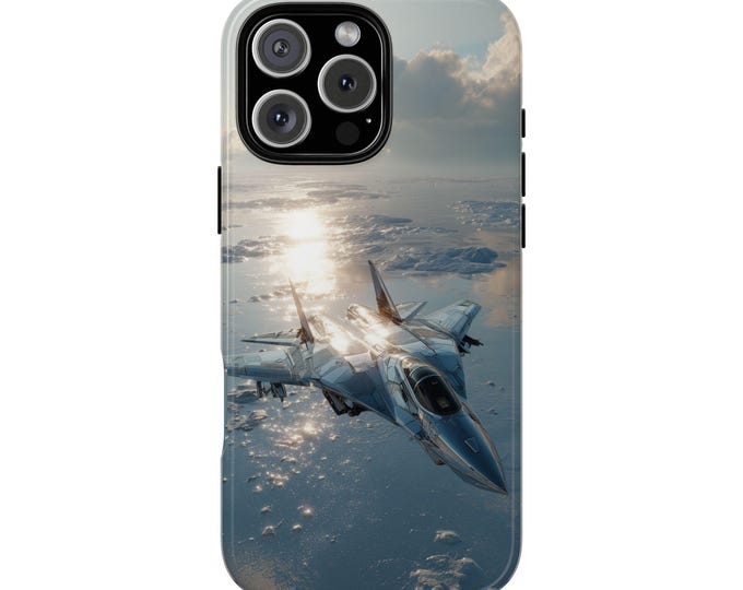 Chrome F-35 Jet Fighter Icy Terrain Phone Case: iPhone, Galaxy, Pixel - Lifetime Warranty
