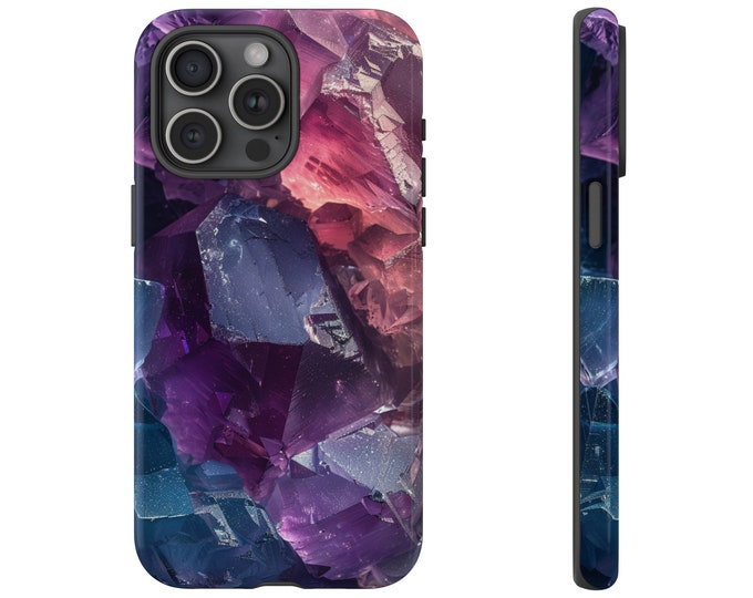 Fluorite Gemstone  Crystal Rocks Pink Purple Phone Case: iPhone, Galaxy, Pixel - Lifetime Warranty