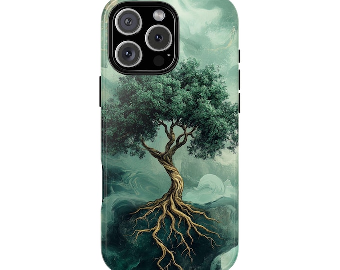 Jade Marble Tree of Life Mint Bonsai Phone Case: iPhone, Galaxy, Pixel - Lifetime Warranty