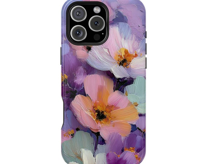 Pastel Lavender Floral Brushwork Paint Flowers Phone Case: iPhone, Galaxy, Pixel - Lifetime Warranty