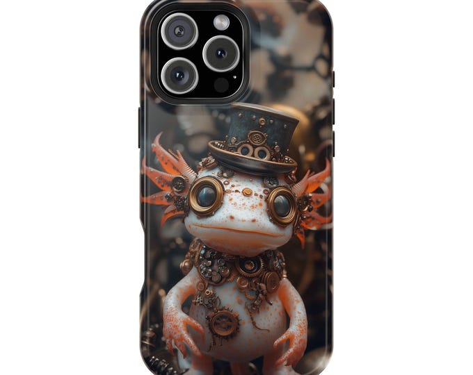 Mechanical Steampunk Axolotl Goggles Phone Case: iPhone, Galaxy, Pixel - Lifetime Warranty