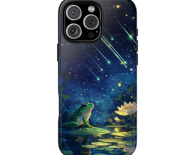 Green Frog Lily Pad Night Shooting Stars Phone Case: iPhone, Galaxy, Pixel - Lifetime Warranty