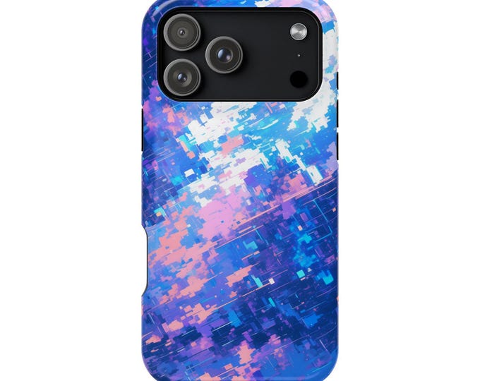 Digital Glitch Blue White Waves Phone Case: iPhone, Galaxy, Pixel - Lifetime Warranty