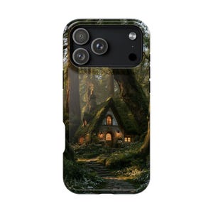 Charming Tiny Cabin Phone Case • Cottage Mossy Forest Cover for iPhone 18 Pro Max 17e 17 16 15 14 13, Galaxy S26 Ultra S25 S24 S23, Pixel 11
