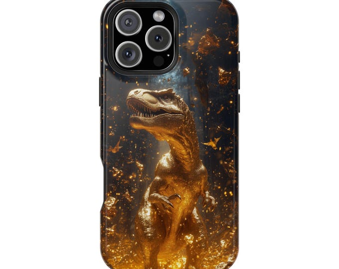 Gold Tyrannosaurus Rex Dinosaur Art Phone Case: iPhone, Galaxy, Pixel - Lifetime Warranty
