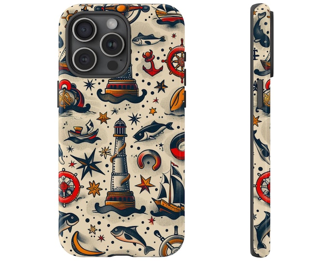 Nautical Sailor Tattoos Pattern Phone Case: iPhone, Galaxy, Pixel - Lifetime Warranty