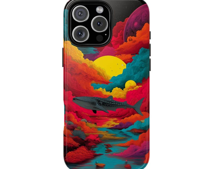 Whale Shark in Vibrant Clouds Colorful Sky Phone Case: Tough Cover for iPhone (MagSafe Compatible), Samsung Galaxy, Pixel