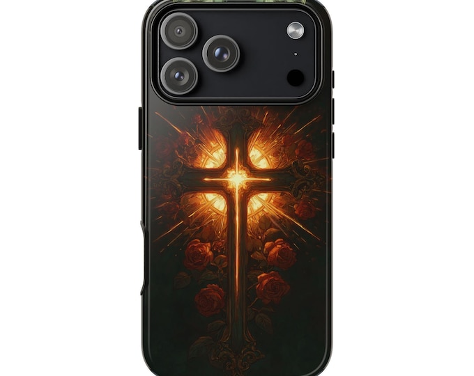 Glowing Christian Cross Eternal Faith Phone Case: iPhone, Galaxy, Pixel - Lifetime Warranty
