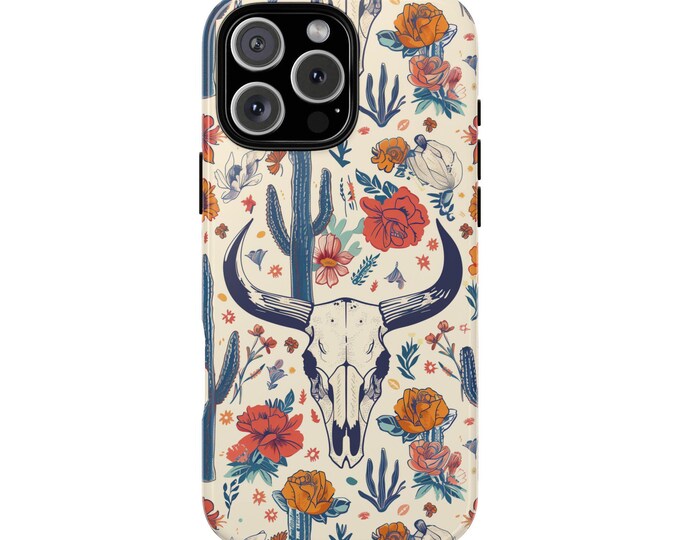 Western Cow Skull Flower Rose Floral Phone Case for iPhone | Samsung Galaxy | Google Pixel