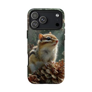 iPhone | Galaxy | Pixel - Phone Ink Case - Tiny Chipmunk Pinecone Forest | Lifetime Warranty