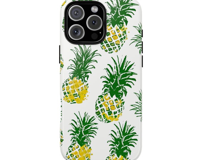 Vector Pineapple Yellow Pattern Phone Case: iPhone, Galaxy, Pixel - Lifetime Warranty