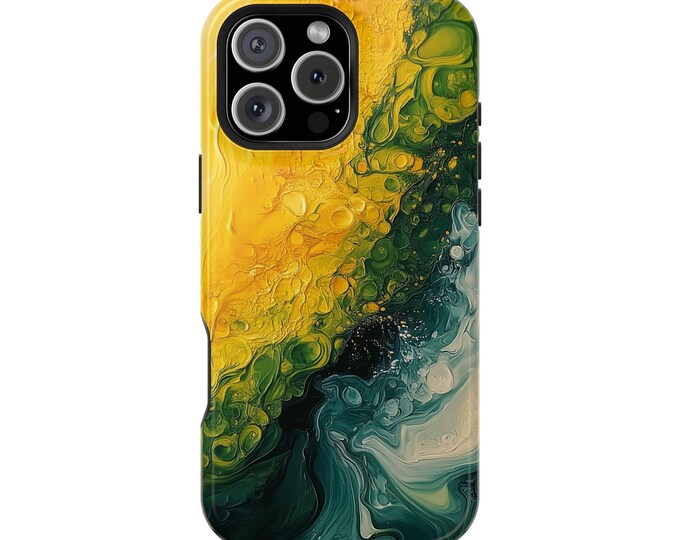 Green Yellow Pastel Liquid Abstract Art Phone Case: iPhone, Galaxy, Pixel - Lifetime Warranty