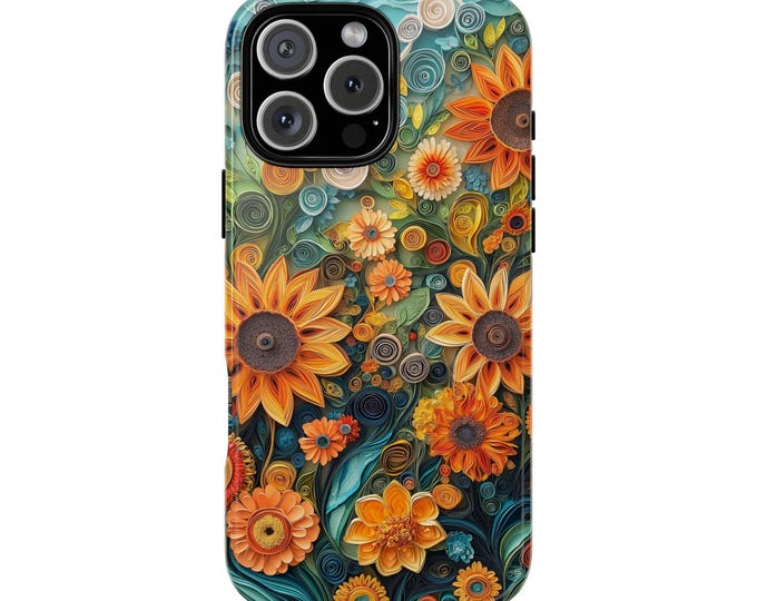 Paper Quilling Wildflowers Sunflowers Phone Case: iPhone, Galaxy, Pixel - Lifetime Warranty