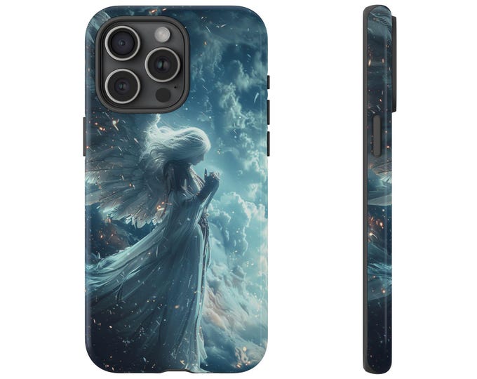 Blue Angel from Heaven in Sky Clouds Phone Case: iPhone, Galaxy, Pixel - Lifetime Warranty