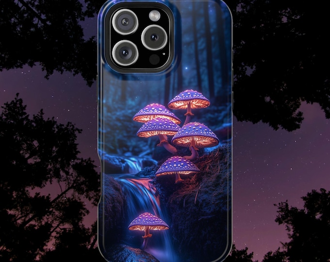 Magical Mushrooms Purple Shrooms Forest Phone Case: iPhone, Galaxy, Pixel - Lifetime Warranty
