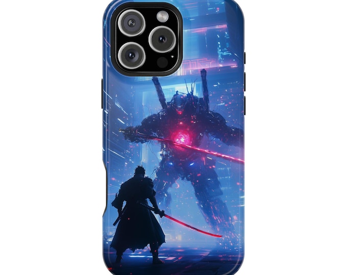 Samurai vs Cyborg Mech Warrior Clash Phone Case: iPhone, Galaxy, Pixel - Lifetime Warranty
