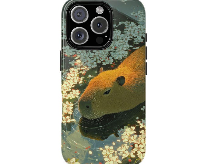 Capybara Floral Sprint Pond Phone Case: iPhone, Galaxy, Pixel - Lifetime Warranty