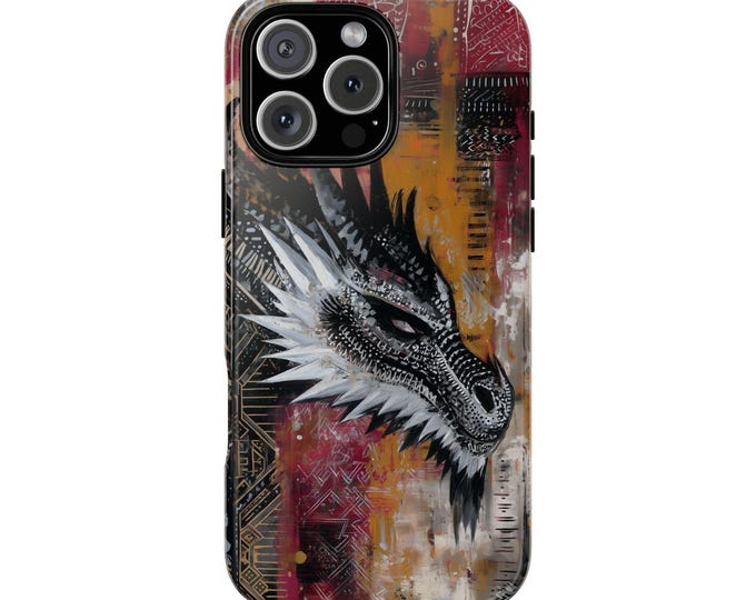 Striking Abstract Dragon Tribal Artwork Phone Case: iPhone, Galaxy, Pixel - Lifetime Warranty