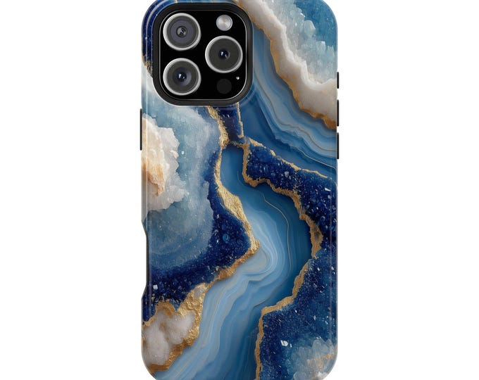 Sapphire Blue White Marble Phone Case: iPhone, Galaxy, Pixel - Lifetime Warranty