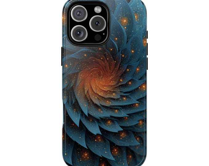 Geometric Spiral Symmetry Orange Glow Phone Case: iPhone, Galaxy, Pixel - Lifetime Warranty