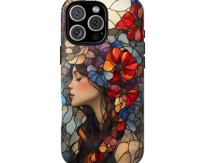 Flower Girl Stained Glass Phone Case: iPhone, Galaxy, Pixel - Lifetime Warranty