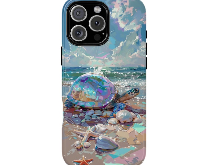 Iridescent Sea Turtle Beach Phone Case: iPhone, Galaxy, Pixel - Lifetime Warranty