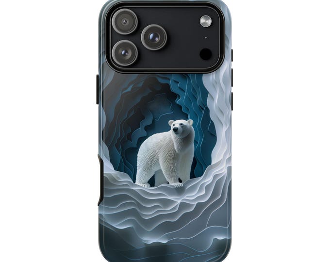 Polar Bear Arctic Ice Cave Paper Cut Art Phone Case: iPhone, Galaxy, Pixel - Lifetime Warranty