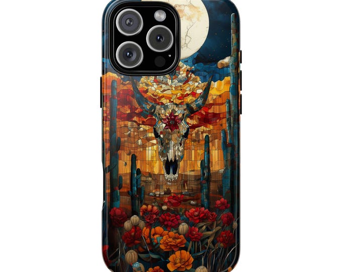 Western Cow Skull Desert Stained Glass Phone Case for iPhone | Samsung Galaxy | Google Pixel