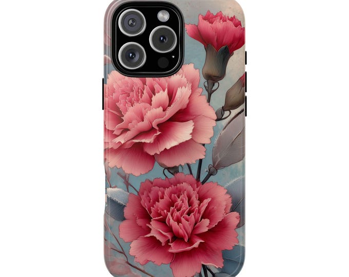 Delicate Pink Carnation Flowers Phone Case: iPhone, Galaxy, Pixel - Lifetime Warranty