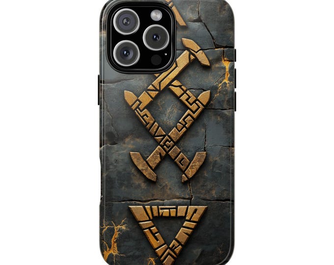 Viking Hammer Axes Rune Rock Stone Runic Phone Case: iPhone, Galaxy, Pixel - Lifetime Warranty