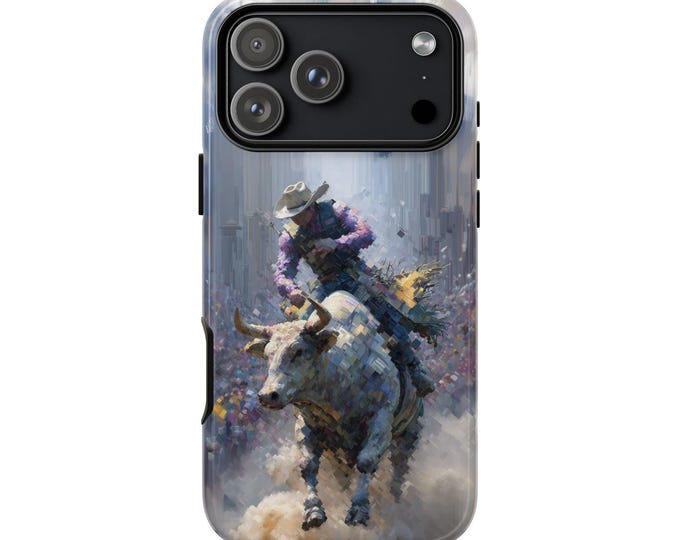 Bull Rider Abstract Rodeo Cowboy Phone Case: iPhone, Galaxy, Pixel - Lifetime Warranty