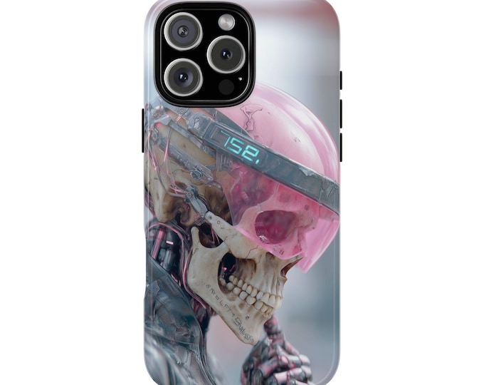 Neon Skull Pink Visor Android Skeleton Phone Case: iPhone, Galaxy, Pixel - Lifetime Warranty
