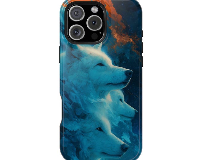 Blue Wolves Cosmic Glow Phone Case: iPhone, Galaxy, Pixel - Lifetime Warranty