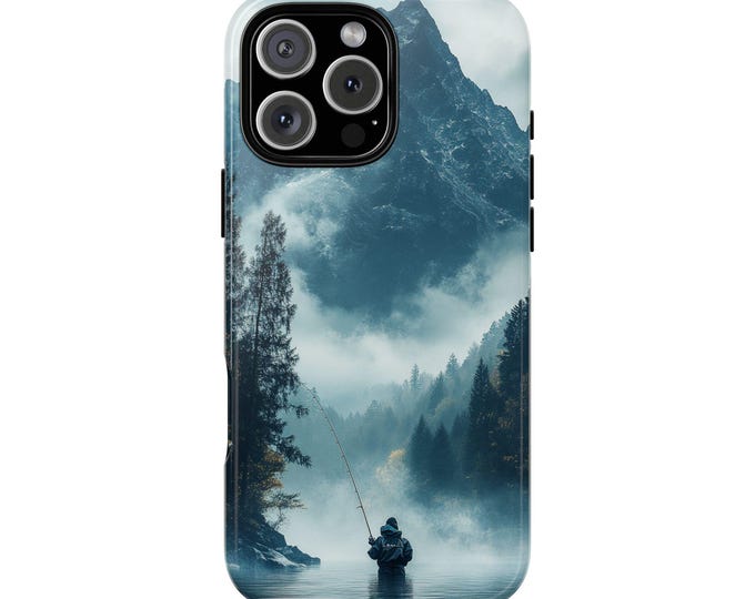 Catching Fish Foggy Mountain Lake Fishing Phone Case: iPhone, Galaxy, Pixel - Lifetime Warranty