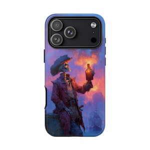 iPhone | Galaxy | Pixel - Phone Ink Case - Skeleton Pirate Sunset Rum | Lifetime Warranty