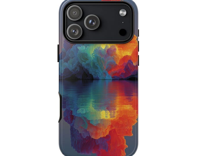 Orange Neon Clouds Reflection Phone Case: iPhone, Galaxy, Pixel - Lifetime Warranty