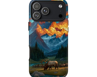 Rocky Mountain Forest Elk Grazing Phone Case • Original Artwork • Heavy Duty Protection • Tech Gift • Lifetime Warranty