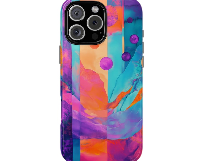 Bright Orange Teal Dream Dynamic Art Phone Case: iPhone, Galaxy, Pixel - Lifetime Warranty