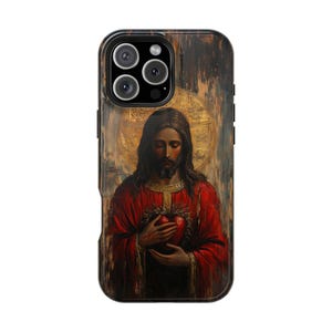 Sacred Heart Jesus Christ Vintage Art Phone Case: iPhone, Samsung Galaxy, Pixel - MagSafe Option