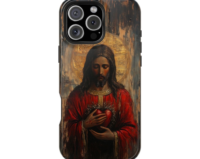 Sacred Heart Jesus Christ Vintage Art Phone Case: iPhone, Galaxy, Pixel - Lifetime Warranty